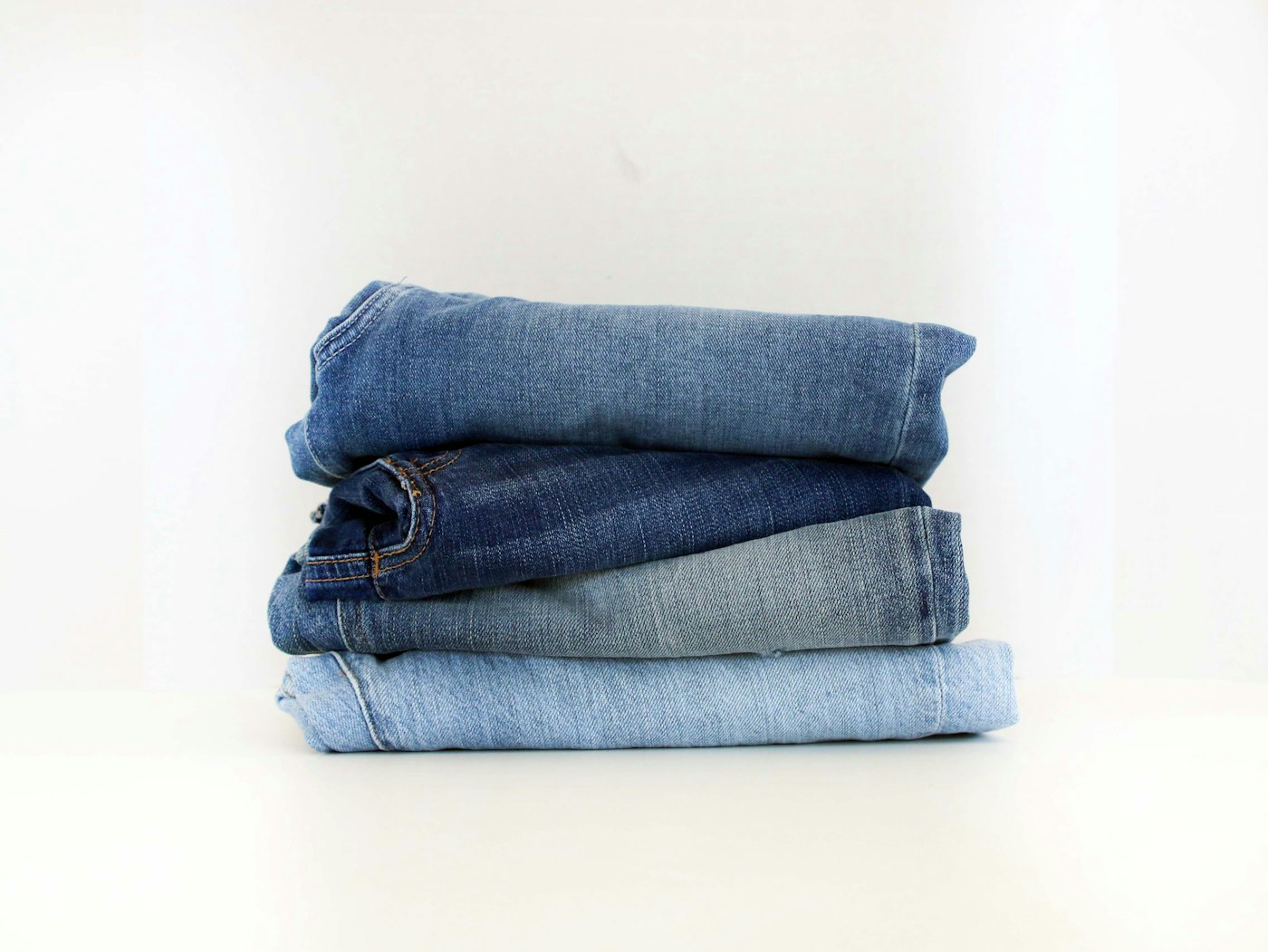 Folded denim jeans