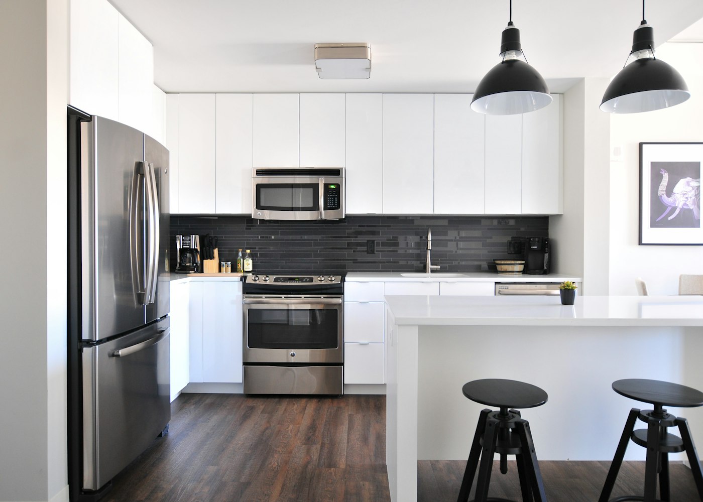 Modern kitchen with household appliances