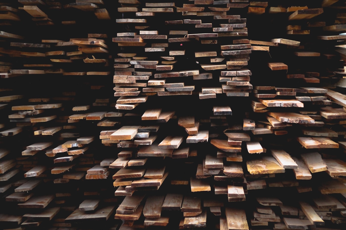 Stacked timber boards